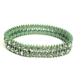 J Crew Rhinestone Bracelet Stretch Green White Expandable Statement